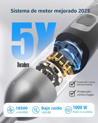 Miniatura 2 de Batidora de Inmersión Potente de 1000W de SHEANLAH, Nueva Actualización de 2025, Batidora de Mano con 25 Velocidades y Motor de Cobre de Alta