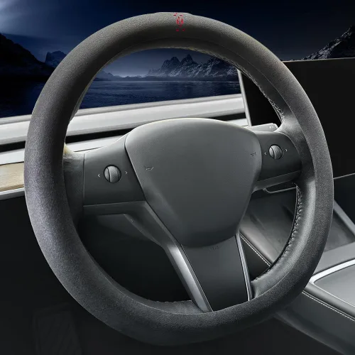 Miniatura 2 de Carodi Funda de gamuza para volante de automóvil, adecuada para funda de volante Tesla Model 3/Model Y