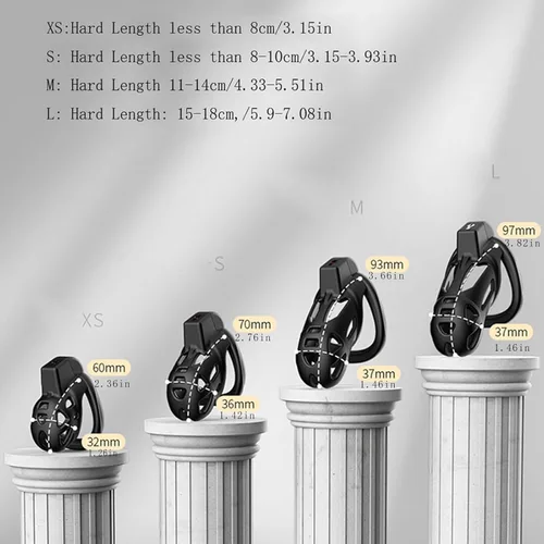 Miniatura 2 de Dispositivo de castidad para hombres con 3 anillos para hombres, 4 tamaños diferentes de dispositivo de jaula de castidad masculina con llave