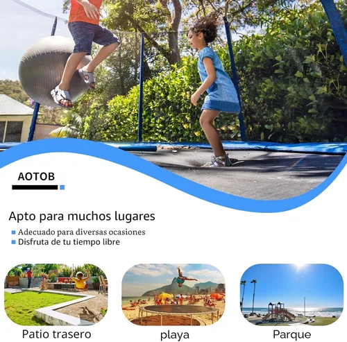 Miniatura 6 de AOTOB Trampolín de 8 pies, 10 pies, 12 pies, 14 pies, 15 pies, con red de seguridad, trampolín para exteriores con aro de baloncesto, alfombrilla