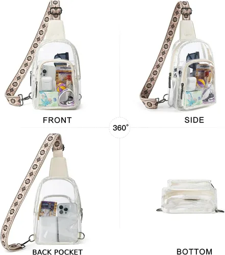 Miniatura 7 de LATMAP Bolsa transparente para eventos de estadio, bolso transparente para mujer, bolsa cruzada de estadio, bolsa transparente para conciertos