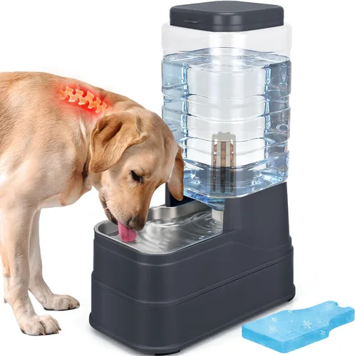 Miniatura 13 de Dispensador automático de agua para perros de 1.1 galones, comedero por gravedad para gatos con cuenco de acero inoxidable, cuencos elevados