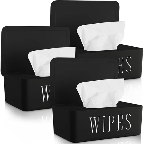 Miniatura 9 de 3 Pack Dispensador Portapapeles de Toallitas para Bebé Contenedor de Toallitas para Baño con Tapa Caja de Almacenamiento de Papel Higiénico
