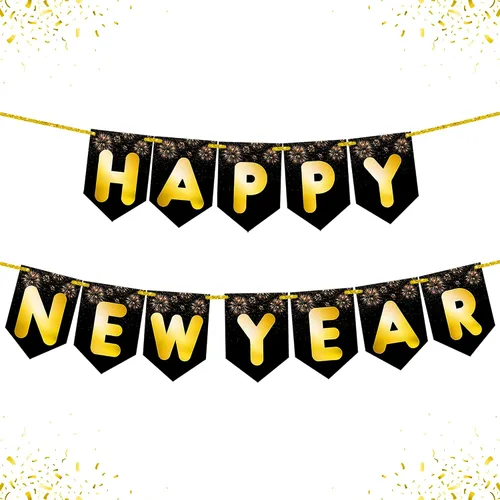 KatchOn Cartel de Feliz Año Nuevo 2025 – Grande de 10 pies, No DIY | Cartel de Año Nuevo | Telón de fondo para decoraciones | Suministros de fiesta