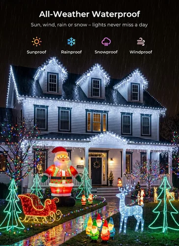 Miniatura 5 de Luces de Navidad de carámbano para exteriores, 40 pies, 432 LED, impermeables, para exteriores, 8 modos de iluminación, con control remoto