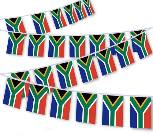 MacLand Juego de 30 banderas nacionales de Sudáfrica de 33 pies, banderas rectangulares de poliéster en rojo, verde, azul