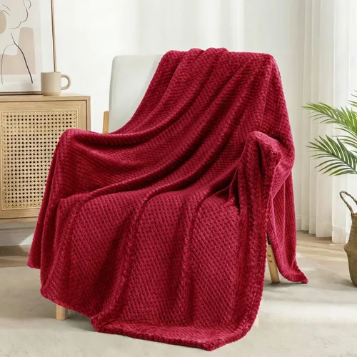 Miniatura 37 de Exclusivo Mezcla - Manta de vellón extragrande para sofá o cama, mantas supersuaves y cálidas con textura de gofre, acogedora, mullida y ligera Azul