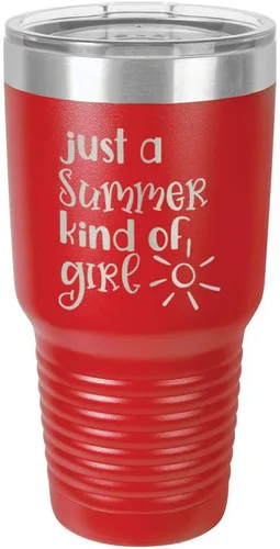 Miniatura 11 de JUST A SUMMER KIND OF GIRL Vaso de 30 oz con pajita y tapa superior deslizante Taza de viaje de acero inoxidable Comparar con Yeti Rambler