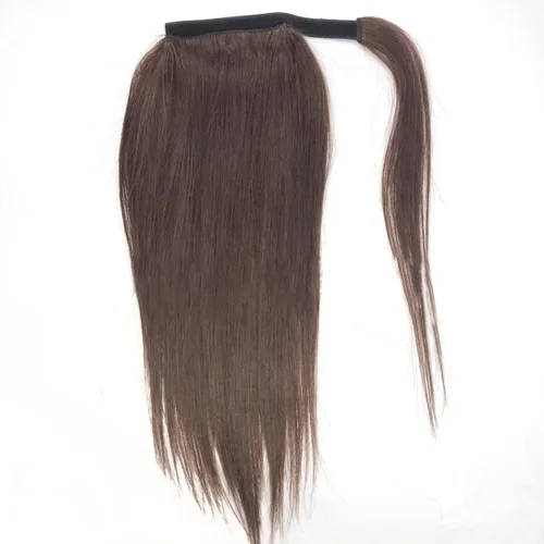 Miniatura 6 de Extensión de cola de caballo de cabello humano lacio envolvente alrededor de la cola de caballo, extensión de cabello de 8 pulgadas, color natural
