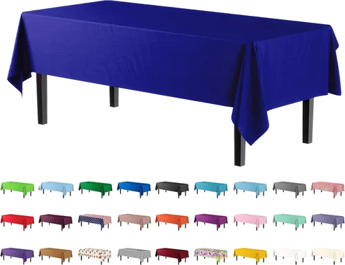 Miniatura 27 de Party Solids Paquete de 4 manteles de plástico color azul aguamarina, 54 x 108 pulgadas, mantel desechable para fiestas y pícnics