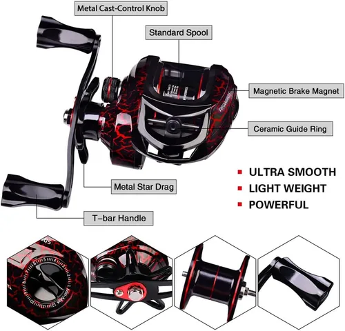 Miniatura 5 de Combo de caña de pescar y carrete, caña de pescar telescópica de fibra de carbono de 6.9 pies con combo de carrete de spinning/baitcasting, agua B