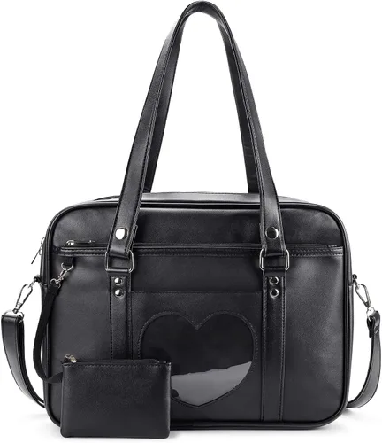 STEAMEDBUN Kawaii Ita - Bolsa escolar japonesa, bonita bolsa de mano con hombro grande, diseño de corazón animé