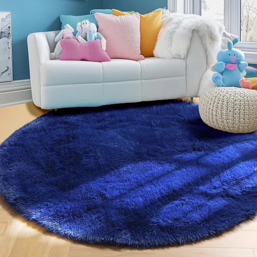 Miniatura 7 de PAGISOFE Alfombra Redonda Azul Marino Suave de 4 Pies, Alfombras Circulares para Dormitorio de Niños, Alfombras Peludas Esponjosas, Alfombra