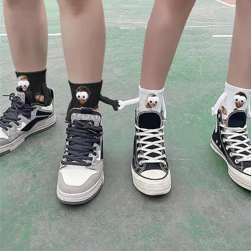 Miniatura 2 de Yopicks Calcetines personalizados tomados de la mano con foto, calcetines personalizados con manos, calcetines divertidos regalos para novio