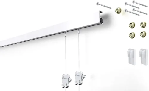 Miniatura 13 de STAS Cliprail Pro - Juego de sistema para colgar fotos, color negro, cubre 4.92 pies de espacio de pared, riel de fotos resistente y kit de galería
