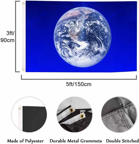 Miniatura 2 de Swono Bandera del planeta Tierra – 3 x 5 pies Día de la Tierra Ambiental Global Red de Comunicación Global Bandera para exteriores, interiores