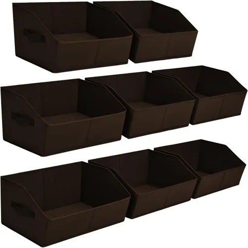 Miniatura 9 de Homsorout Organizador trapezoidal para armario, cestas grandes para organizar, caja de almacenamiento de tela para estantes, cubos de almacenamiento