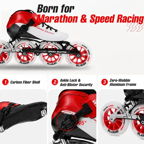 Miniatura 4 de Patines de velocidad en línea para adultos para hombres y mujeres, patines profesionales de fitness y carreras para adultos, patinaje de alto Rojo