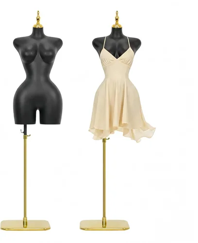 Miniatura 3 de Torso de maniquí BBL para mujer negra, 68 a 92 pulgadas de altura ajustable con base de soporte de metal, adecuado para exhibición de ropa y joyas