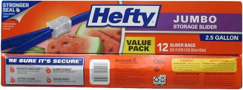 Hefty Slider bolsas de almacenamiento de alimentos, NR8-6812, 12 unidades, paquete de 9 , 9