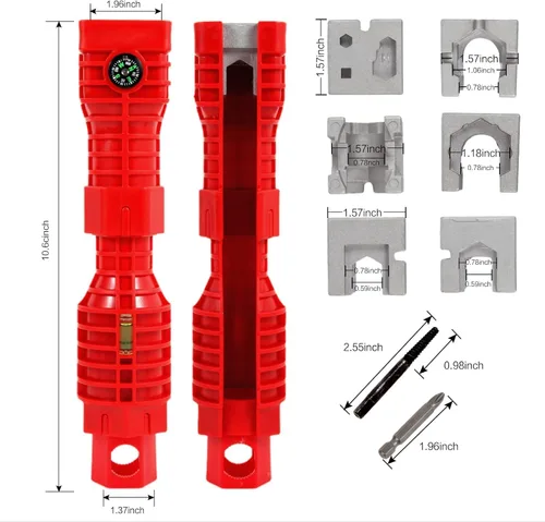 Miniatura 2 de Llave de lavabo, 24 en 1, instalador de grifo y fregadero, multiherramienta, llave de fontanería multiusos, llave de fregadero, llave de plomería