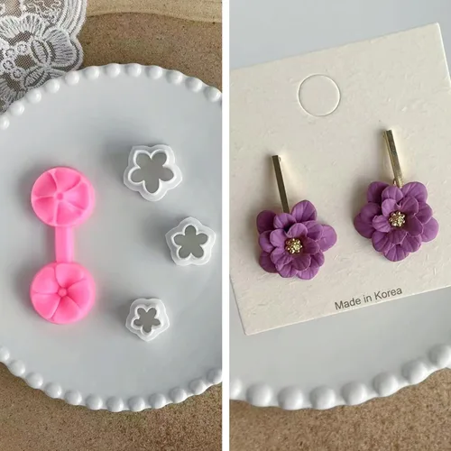 meeeyya Cortadores de Arcilla de Pétalos de Flores - Cortadores de Arcilla Polimérica de Flores para Hacer Aretes, 3 piezas Cortadores con 1 pieza