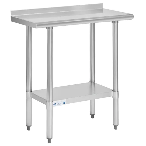 Miniatura 55 de Mesa de acero inoxidable para preparación y trabajo, con ruedas giratorias, mesa resistente, comercial NSF, con estante inferior y protector