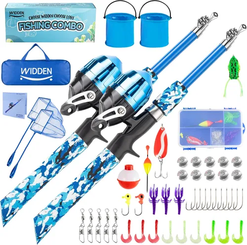 Miniatura 17 de WIDDEN Kids Fishing Pole, Portable Telescopic Kids Fishing Poles for Boys and Girls, Fishing Rod and Reel Combo Kit with Tackle Box, and Fishing
