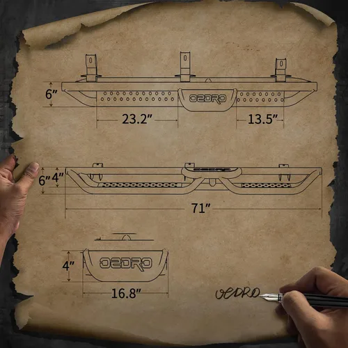 Miniatura 13 de OEDRO - Estribos con diseño de doble escalera fabricados totalmente de acero; escalones laterales atornillables recubiertos de polvo negro