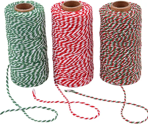 Miniatura 8 de Sunmns - Cuerda de algodón para envolver regalos, manualidades, 3 rollos, multicolor 2