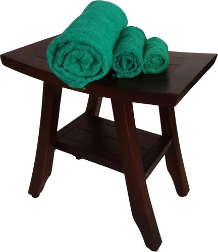 Miniatura 4 de DecoTeak -Bench-Taburete de ducha, banco de ducha de teca, asiento de ducha, silla de ducha para ducha interior, banco pequeño, reposapiés, taburete