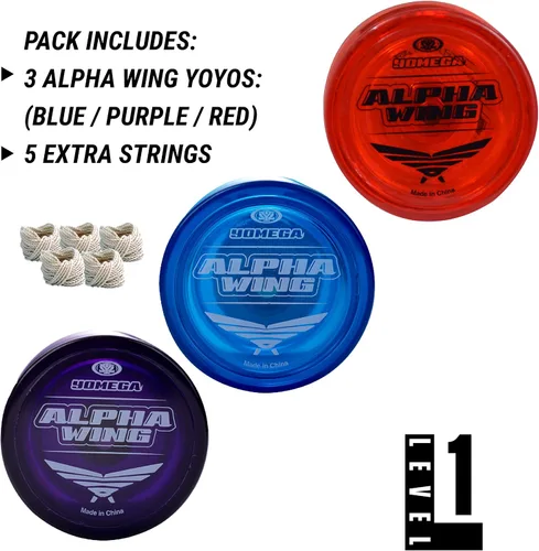 Miniatura 2 de Yomega Yoyo de ala alfa 3X, yoyo de eje fijo diseñado para principiantes. Juego de trucos de cuerdas y entusiastas del eje fijo (clásico)