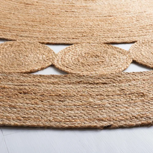 Miniatura 4 de SAFAVIEH Alfombra de Área de 11' Redonda - Colección de Fibra Natural - Grande - Marrón Natural, Yute Hecho a Mano, Diseño Trenzado Bohemio