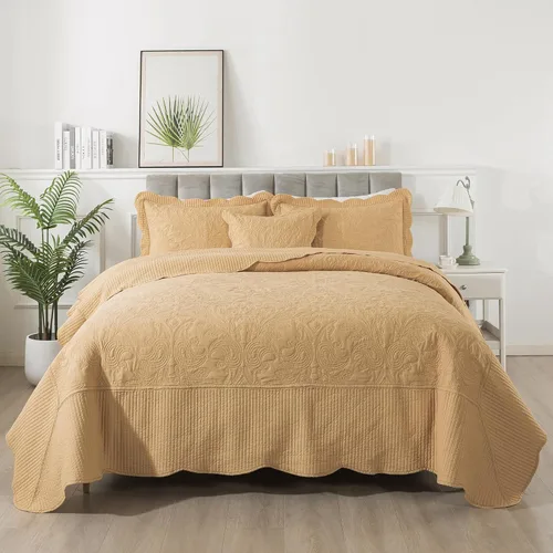 Miniatura 46 de HoneiLife - Juego de colcha de tamaño Queen, juego de ropa de cama de pana bordada de 3 piezas, colcha de lujo, ligera, cálida, para todas las Pana