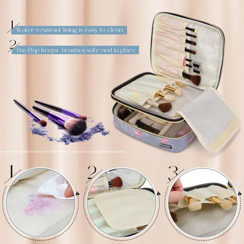Miniatura 2 de Teamoy Estuche de brochas de maquillaje de viaje, organizador de brochas de maquillaje portátil, bolsa de cosméticos profesional con asa