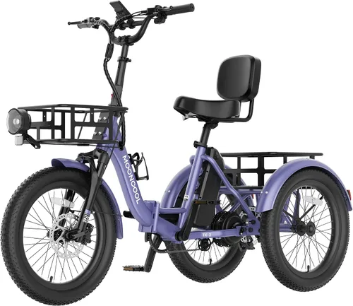 Miniatura 18 de MOONCOOL Foldable Electric Tricycle for Adults, 20" Aluminum Etrike Fat Tire, Rated 500W 48V 15Ah Rear Differential, Front Suspension, 15.5MPH