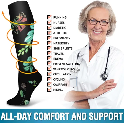 Miniatura 167 de Bluemaple 6 Pack Copper Compression Socks for Women and Men Circulation-Best Support for Medical, Running,Nursing,Athletic