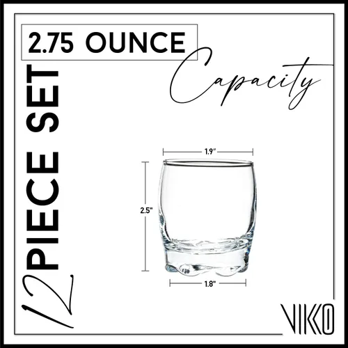 Miniatura 5 de Vikko Vasos de chupito de 2.75 onzas, juego de 12 vasos pequeños de licor y destilados, vasos de bar de tequila duraderos para alcohol y shots