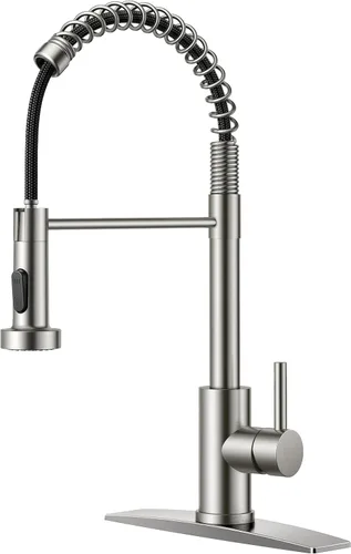 Miniatura 37 de FORIOUS Grifo de cocina con rociador extraíble, grifo de fregadero clásico de resorte extraíble de acero inoxidable comercial de una sola manija