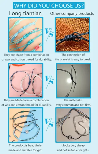 Miniatura 4 de Long tiantian Pulseras onduladas para adolescentes y niñas bonita cuerda trenzada bohemia pulsera para playa océano para mujer regalo de joyería