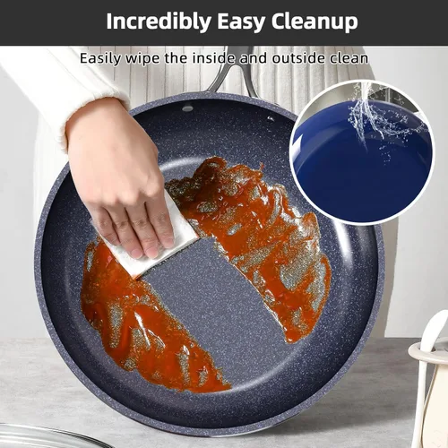 Miniatura 6 de Nuwave Lux - Juego de utensilios de cocina ligeros forjados de 13 piezas, sin PFAS, revestimiento de cerámica saludable G10 Duralon, ultra Azul