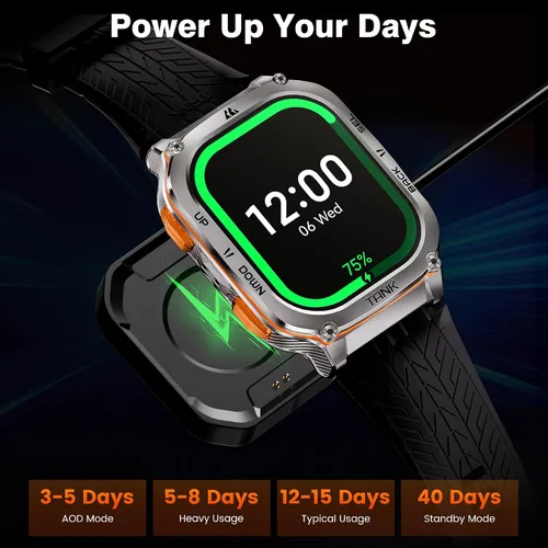 Miniatura 8 de KOSPET Tank M3 Ultra Reloj inteligente con GPS, 5 ATM resistente al agua, brújula, altitud, presión de aire, batería extra grande de 480 mAh