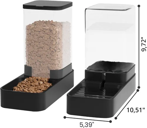 Miniatura 2 de Comedero automático para gatos y dispensador de agua en juego con cuenco de comida para mascotas, bebedero por gravedad y alimentador de comida