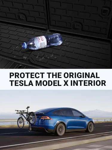 Miniatura 8 de BASENOR 10 piezas alfombrillas de suelo Tesla Model X de 7 asientos para todo clima, alfombrilla de forro de carga XPE, alfombrillas de coche