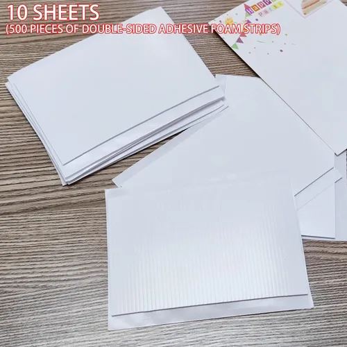 Miniatura 3 de Birllaid Tiras adhesivas de espuma de doble cara, tiras de espuma 3D con soporte adhesivo para álbumes de recortes, 10 hojas de 6 x 4 pulgadas