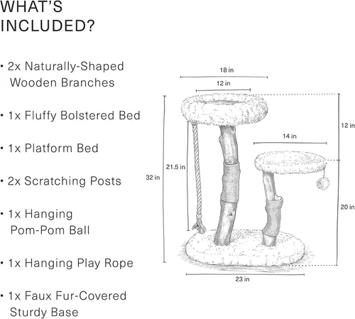 Miniatura 8 de MAU - Moderna torre de árbol para gatos, rama natural, torre para gatos de madera de lujo, árbol rascador para gatos, condominio de gatos, regalo