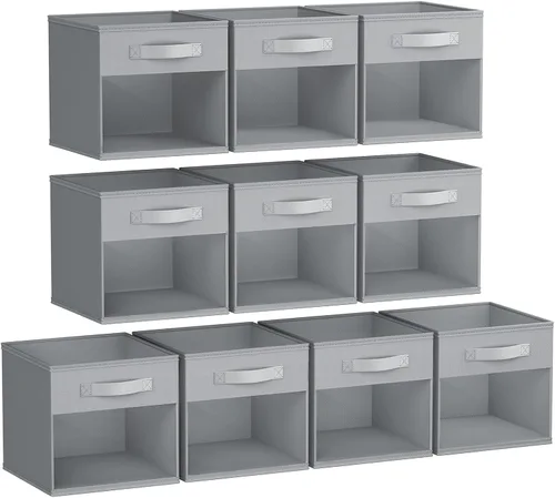 Miniatura 39 de DIMJ Cubo de almacenamiento, 6 paquetes de contenedores plegables con asas, contenedores de tela para organización, cubos organizadores