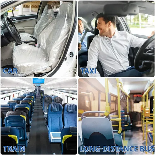 Miniatura 6 de 100 fundas de asiento desechables, fundas universales de plástico desechables para asientos de avión, sillas de salón, asientos de restaurante