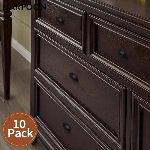 Miniatura 2 de HARPOON Paquete de 10 manijas para gabinetes de cocina de 2.5 pulgadas con agujero central, tiradores para cajones, color dorado champán