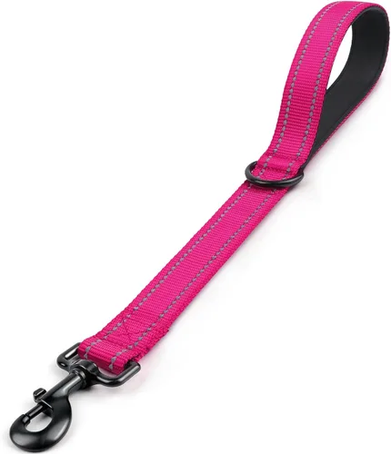 Miniatura 21 de Joytale Correa corta fuerte para perro de 18 pulgadas, 1.2 pulgadas de ancho, resistente, mango acolchado para control de tráfico, correa Negro